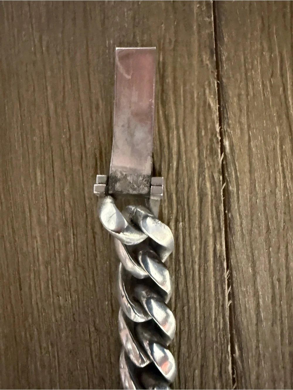 Chrome Hearts Silver Curb Chain Bracelet with Cross Plate